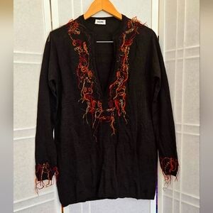 MOSCINO brown 100% wool sweater boho style